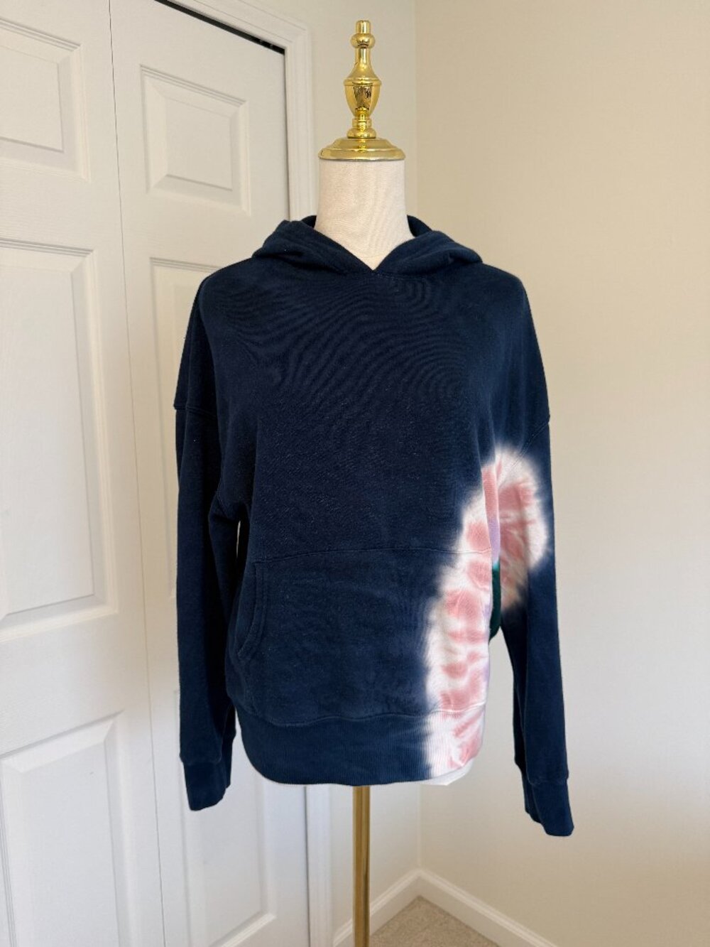 Wildfox Navy Multicolor Tie Dye Pullover Hoodie XS Oversized